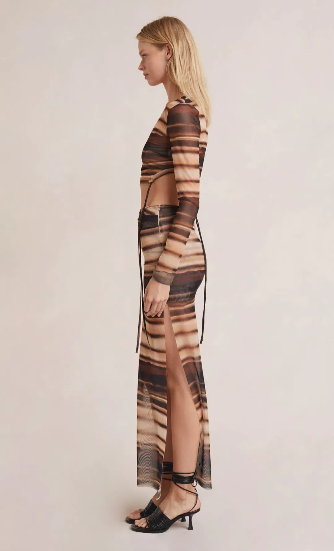 Bec and Bridge Watercolour Long Sleeve Crop Top and Maxi Skirt Set Print Size 8 for rent on The Volte - main image