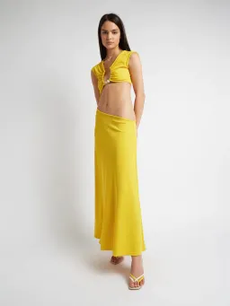 Christopher Esber The Quartz Disconnect Torso Cap Sleeve Dress Yellow Size 6  for rent on The Volte - image 3