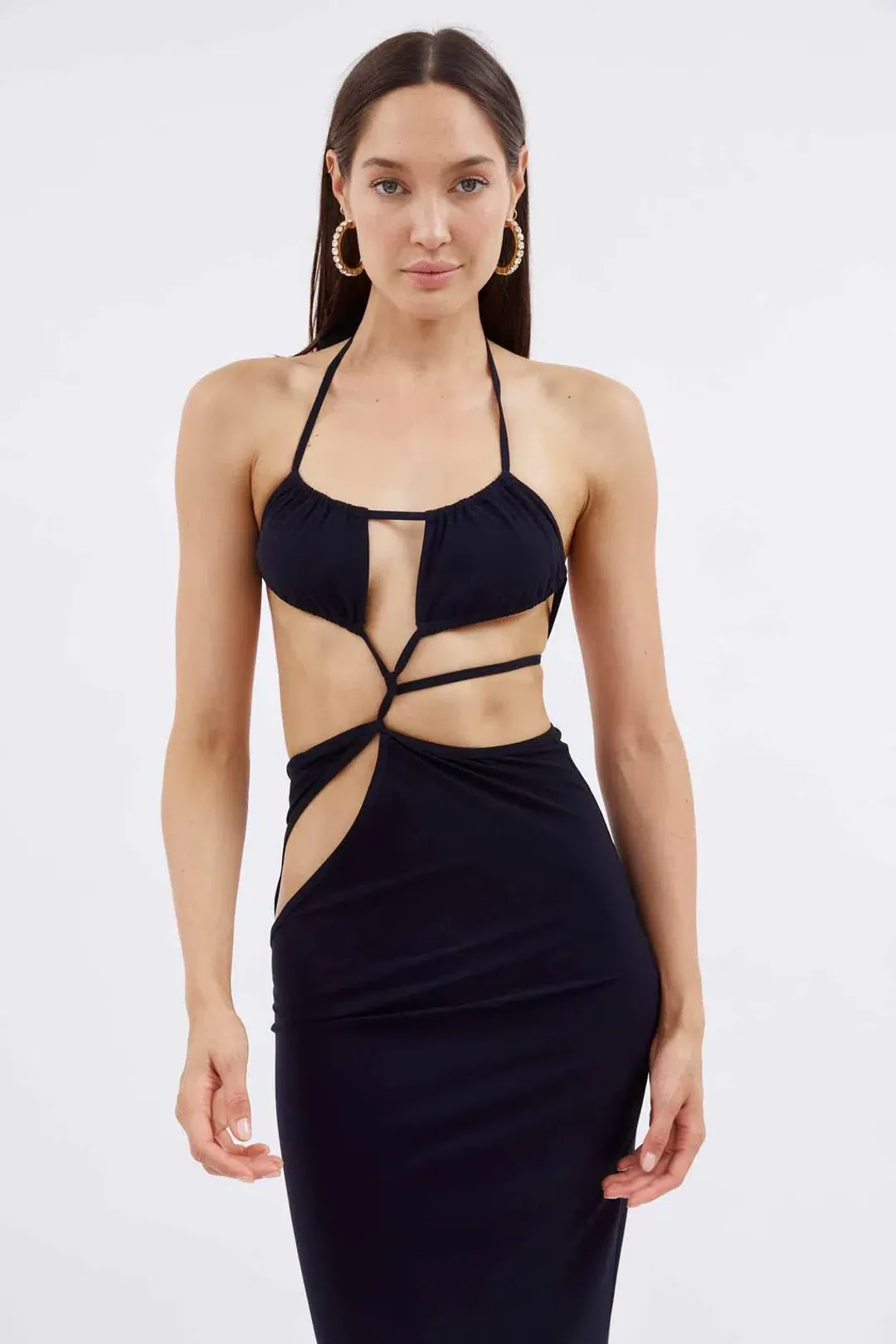 Christopher Esber Displace Dress Black Size 8 for rent on The Volte - main image
