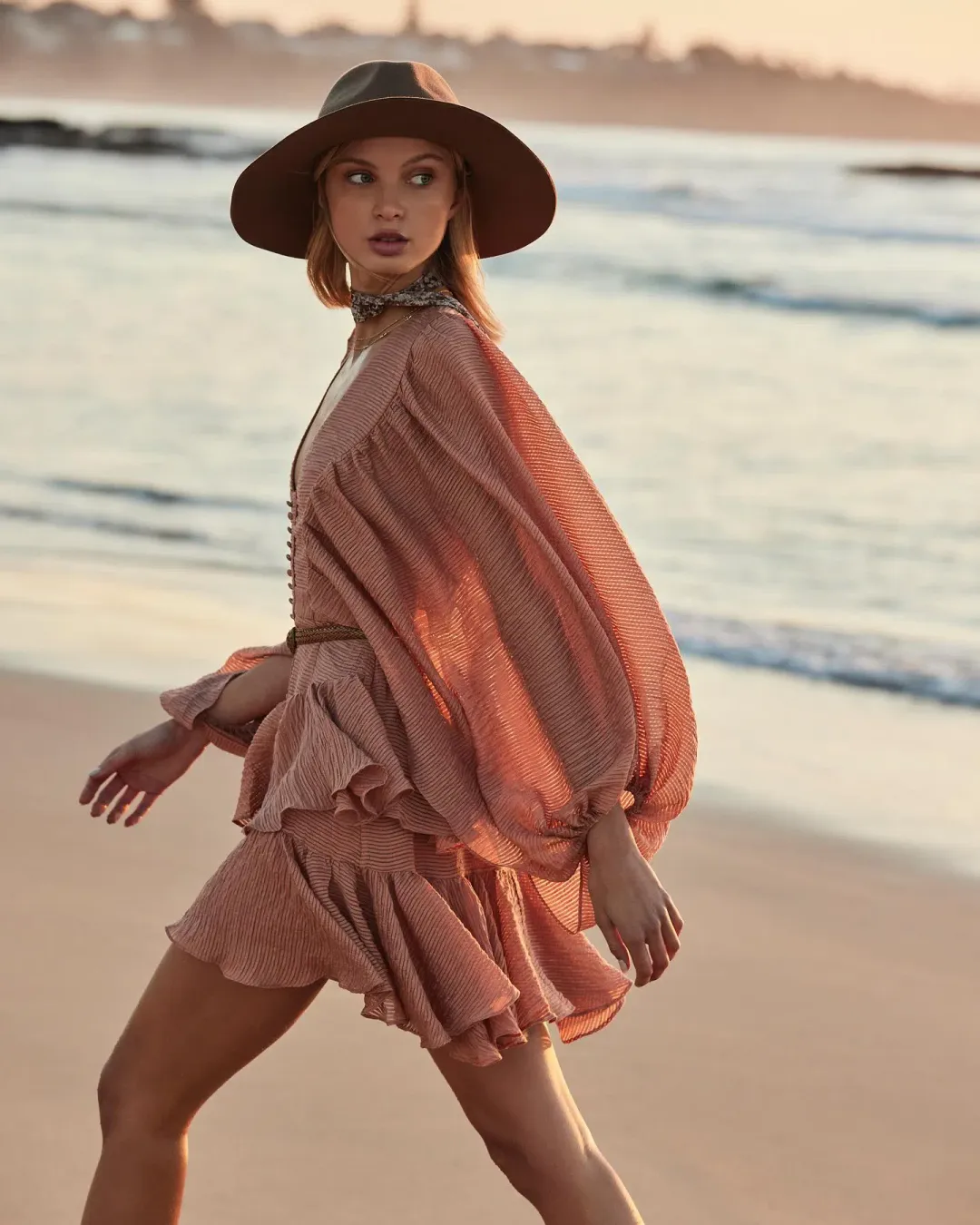 Shona Joy Charlotte Mini Dress in Desert Rose Size 8 for rent on The Volte - main image