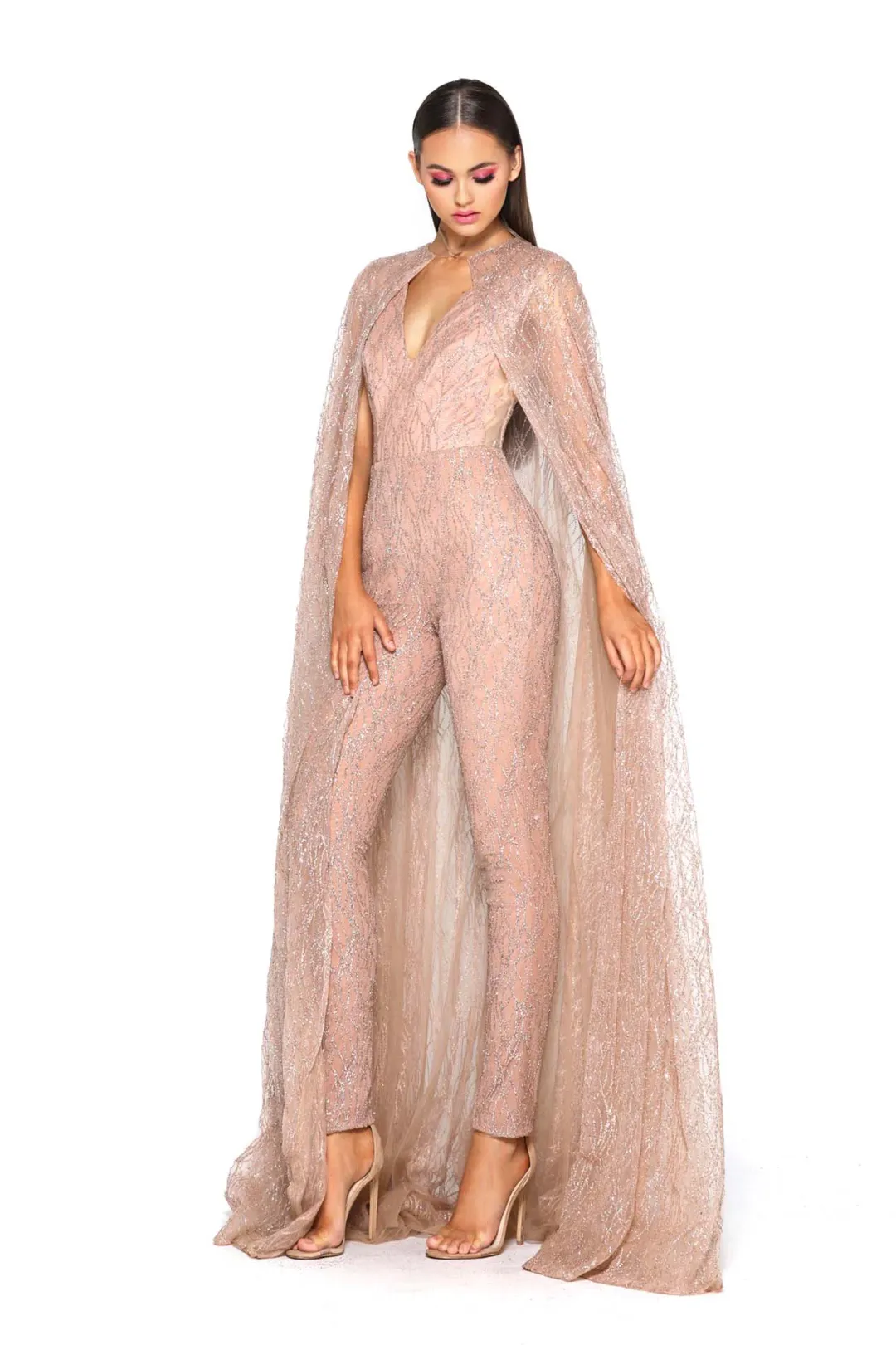 Portia and Scarlett Savanah Rose Gold Jumpsuit Size S for rent on The Volte - main image
