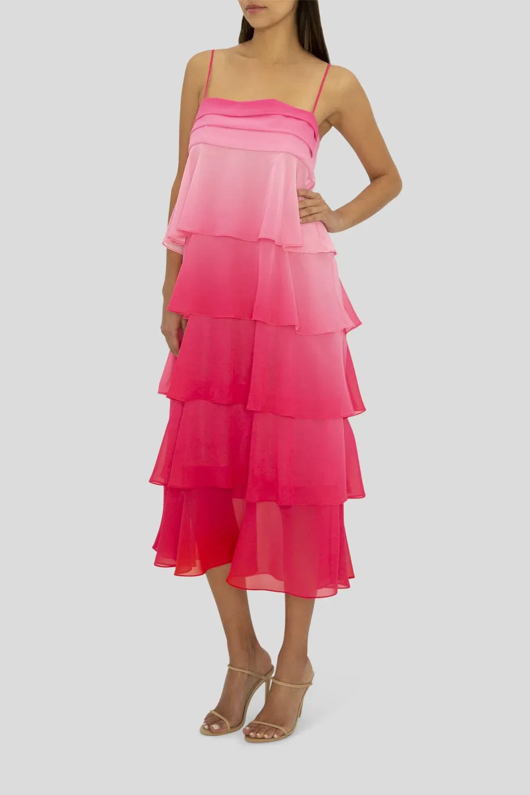 Carla Zampatti Cloud Nine Dress Passion Pink Ombre Size 4 for rent on The Volte - main image