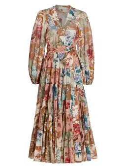 Zimmermann Cassia Patch Wrap Midi Dress Print Size 10 for rent on The Volte - image 4