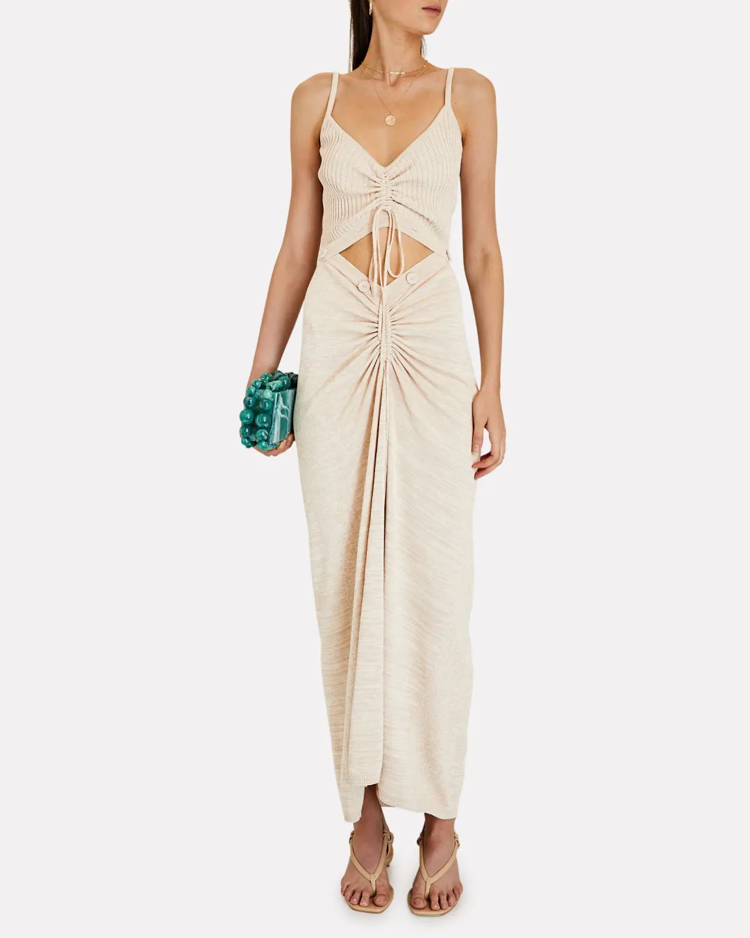 Christopher Esber Ruched Disconnect Cami Dress Beige Size 4 for rent on The Volte - main image