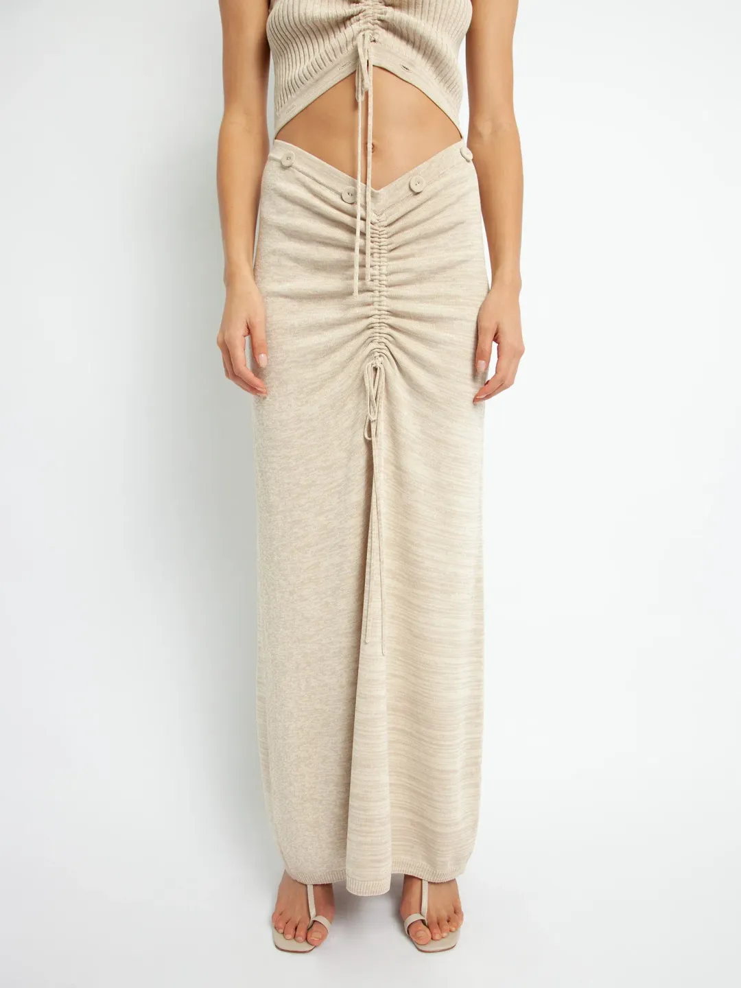 Christopher Esber Ruched Disconnect Cami Dress Beige Size 4 for rent on The Volte - main image