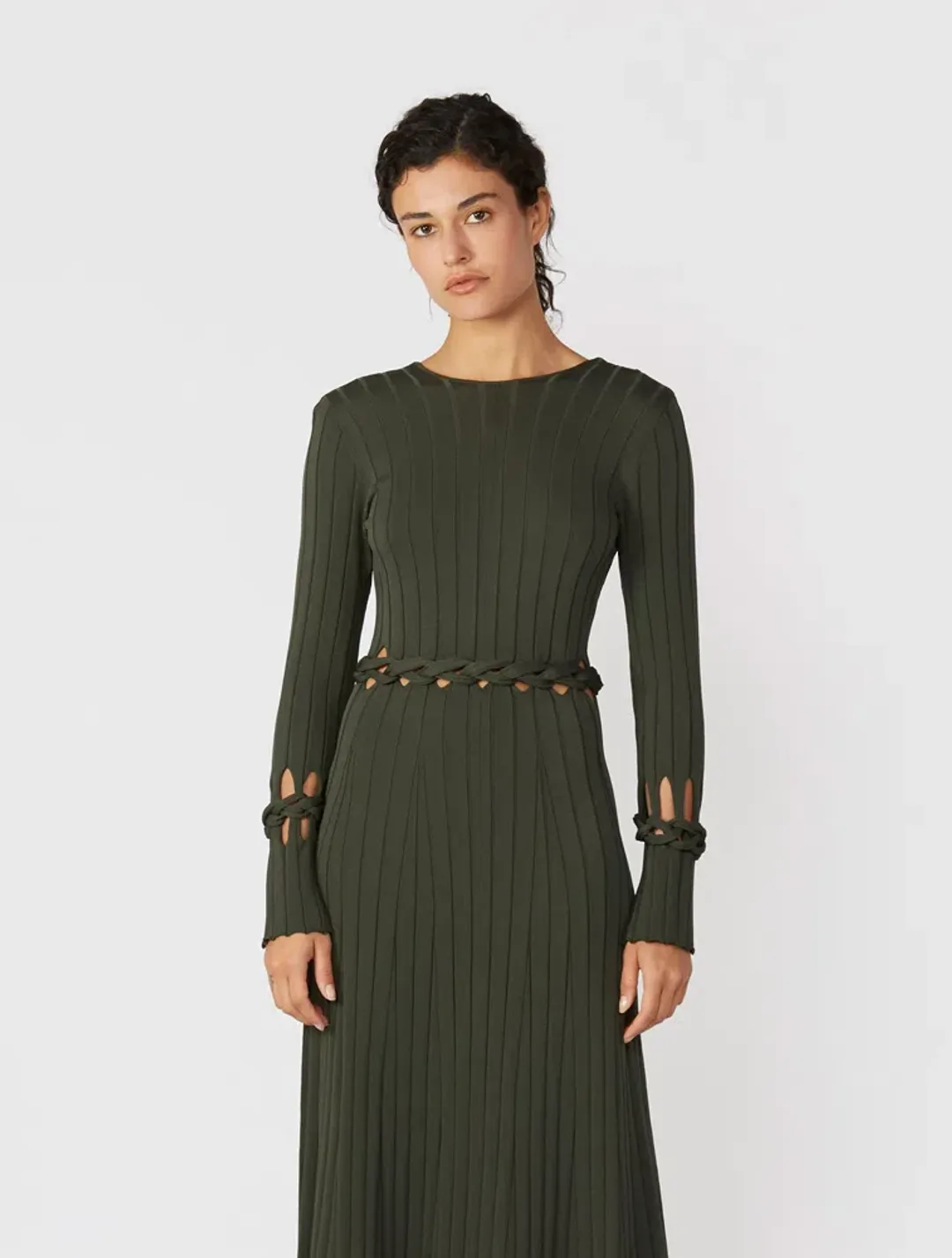 Dion Lee Braid Long Sleeve Dress Green Size 8 for rent on The Volte - main image