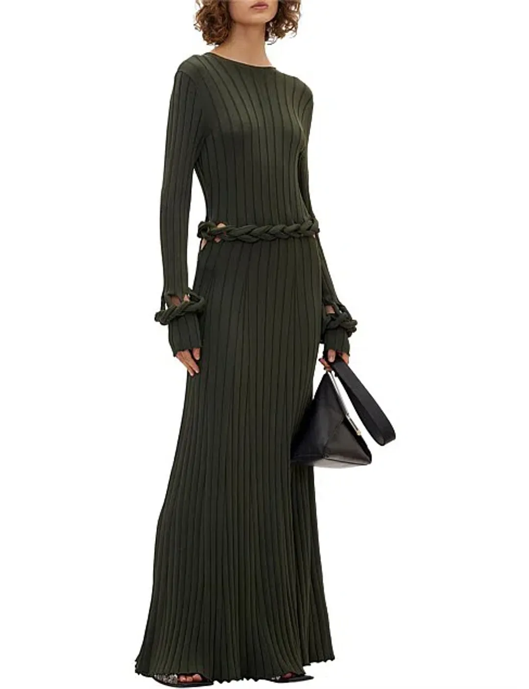 Dion Lee Braid Long Sleeve Dress Green Size 8 for rent on The Volte - main image
