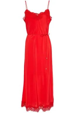 Zimmermann Crepe de Chine Lace Slip Midi Dress Tomato Red Size 0 / AU 8 for rent on The Volte - image 3