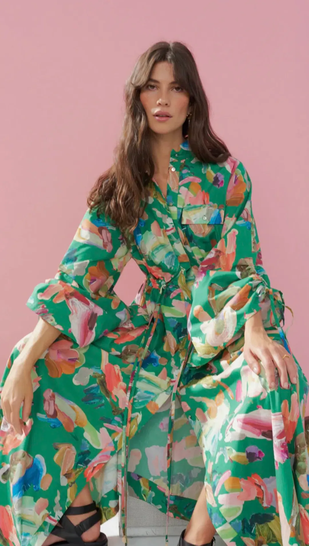 Alemais Alro Shirt Dress Print Size 14 for rent on The Volte - main image