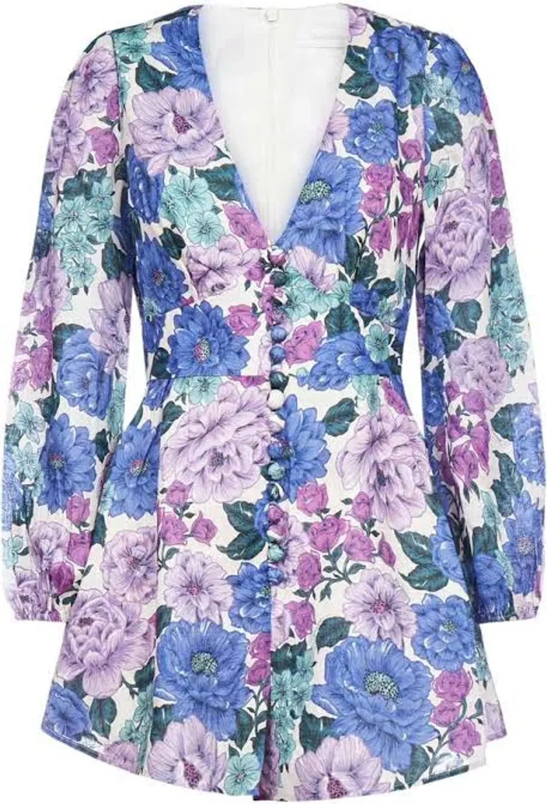 Zimmermann Poppy Plunge Playsuit Lilac Floral Print Size 0 / AU 8 for rent on The Volte - main image
