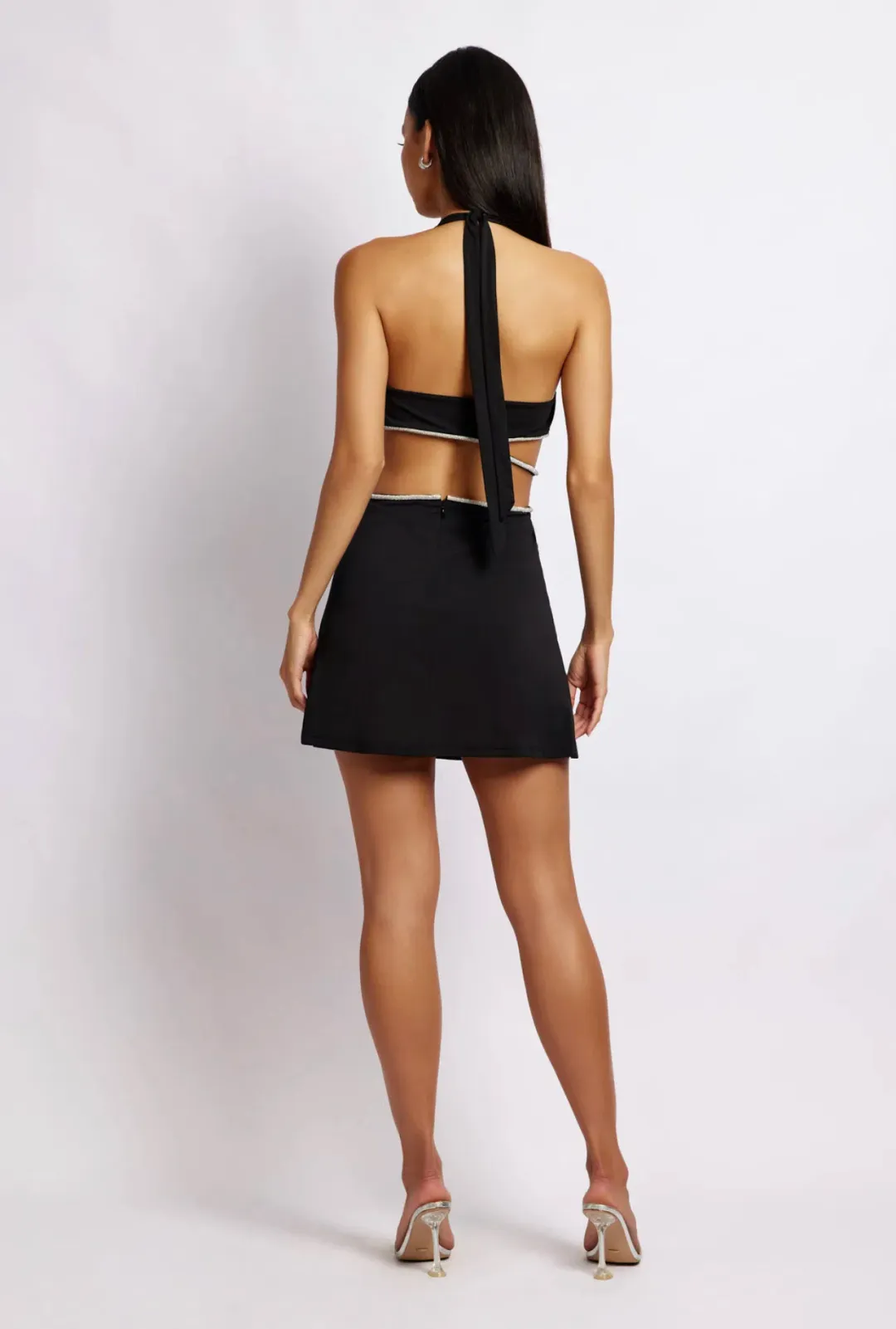 Meshki Nicha Halter Mini Dress With Cut Outs Black Size 6 for rent on The Volte - main image