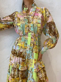 Alemais Matilde Pleat Shirt Dress Print (Size 12) for rent on The Volte - image 4
