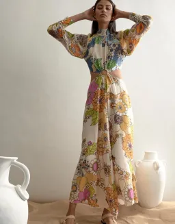 Alemais Farrah Cut Out Midi Dress Print Size 12  for rent on The Volte - image 2