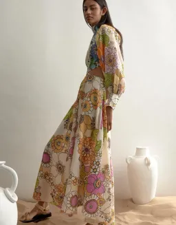Alemais Farrah Cut Out Midi Dress Print Size 12  for rent on The Volte - image 3