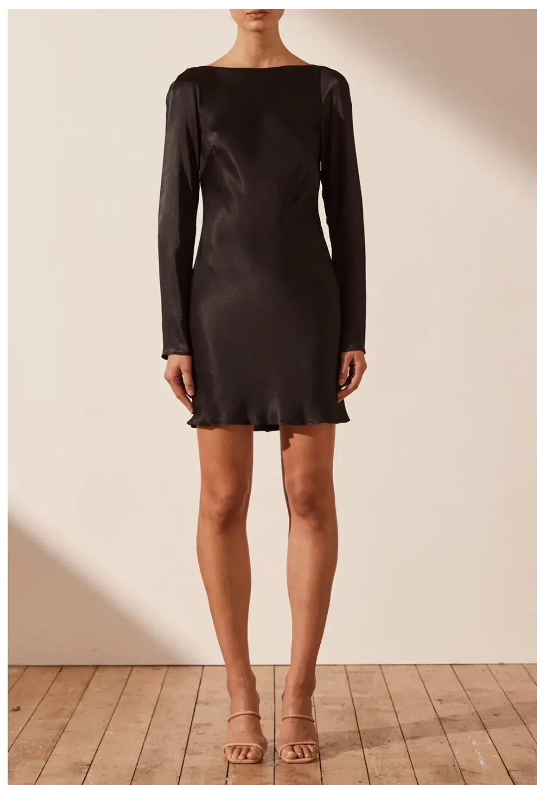 Shona Joy La Lune Long Sleeve Backless Mini Dress Black Size 14 for rent on The Volte - main image