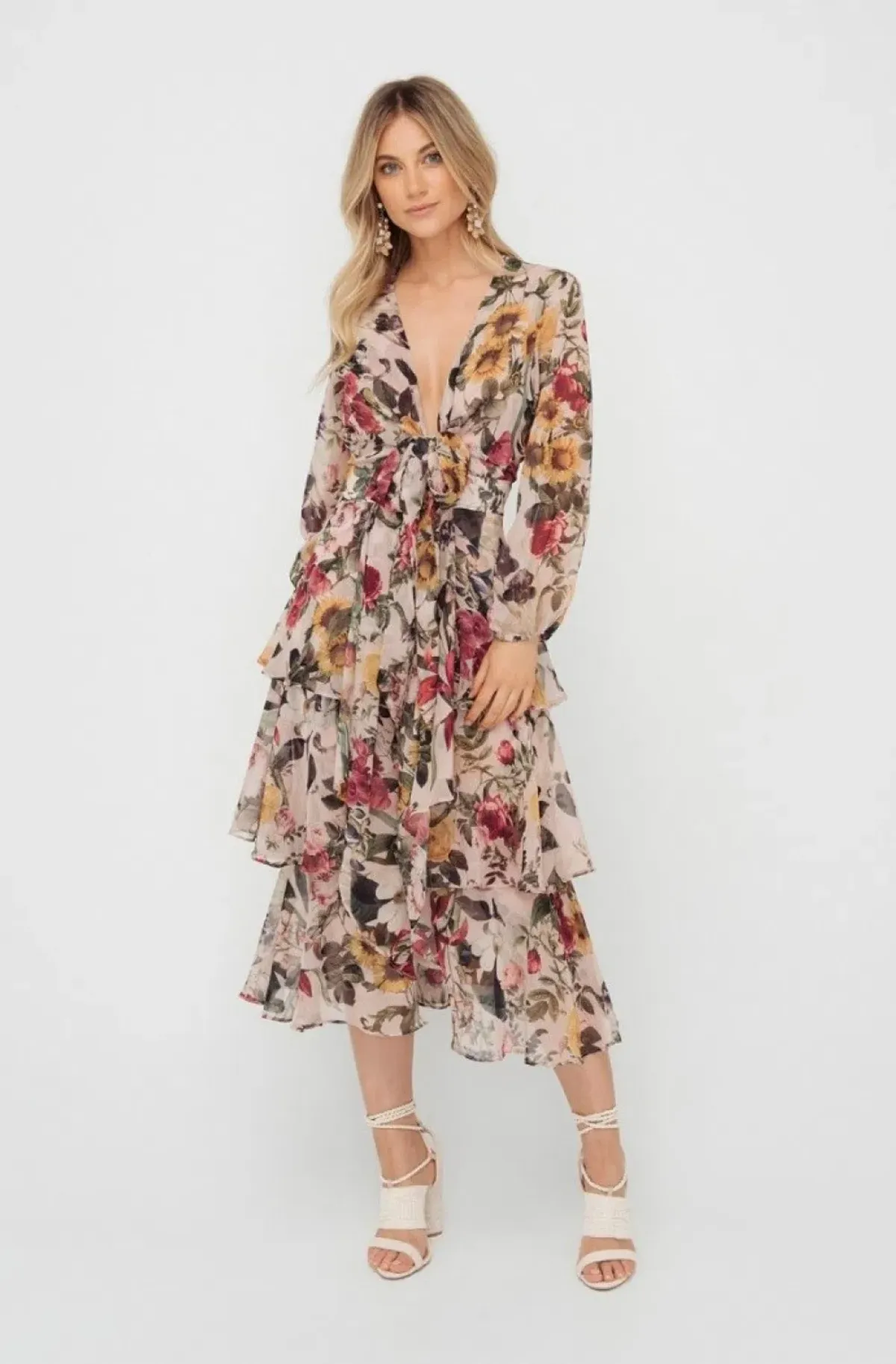 Sheike Cupid Floral Tiered Dress Mulit Size 6  for rent on The Volte - main image