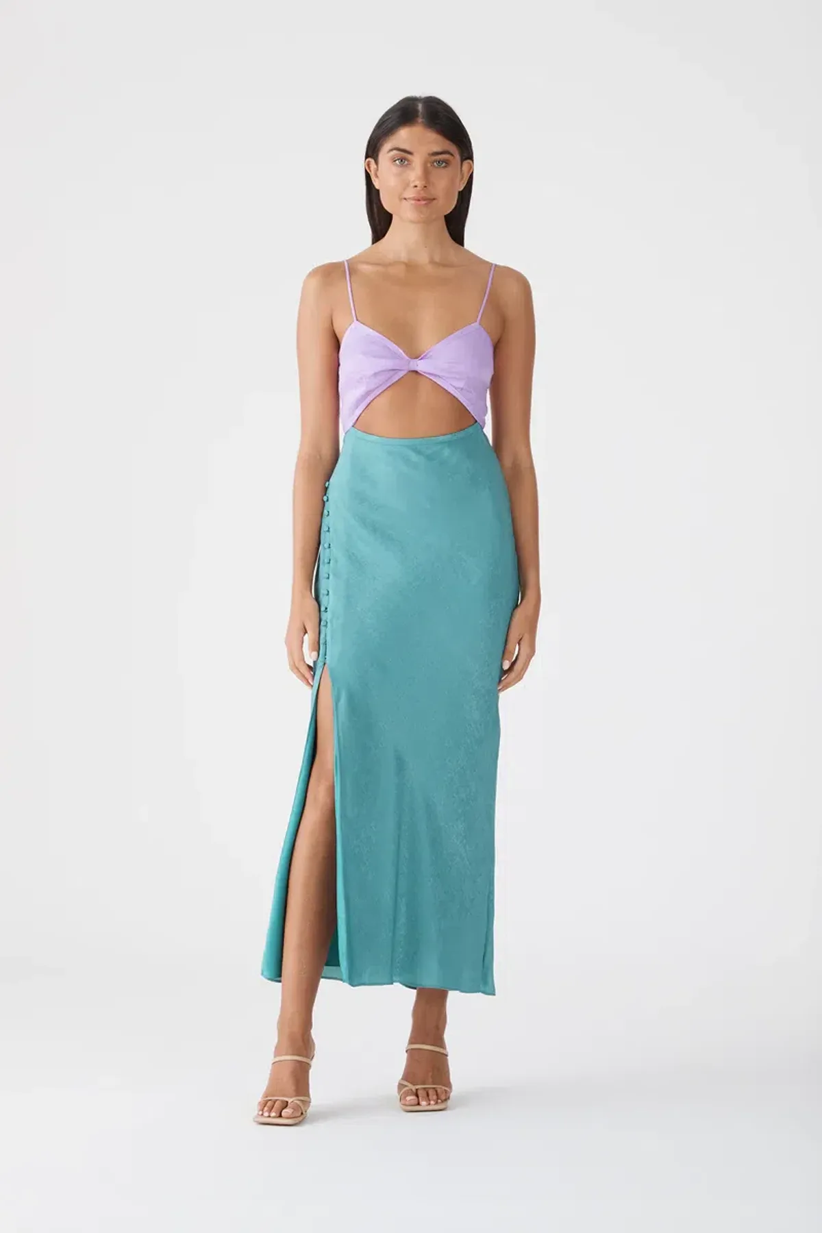 San Sloane Alona Midi Dress Green Size 8 for rent on The Volte - main image