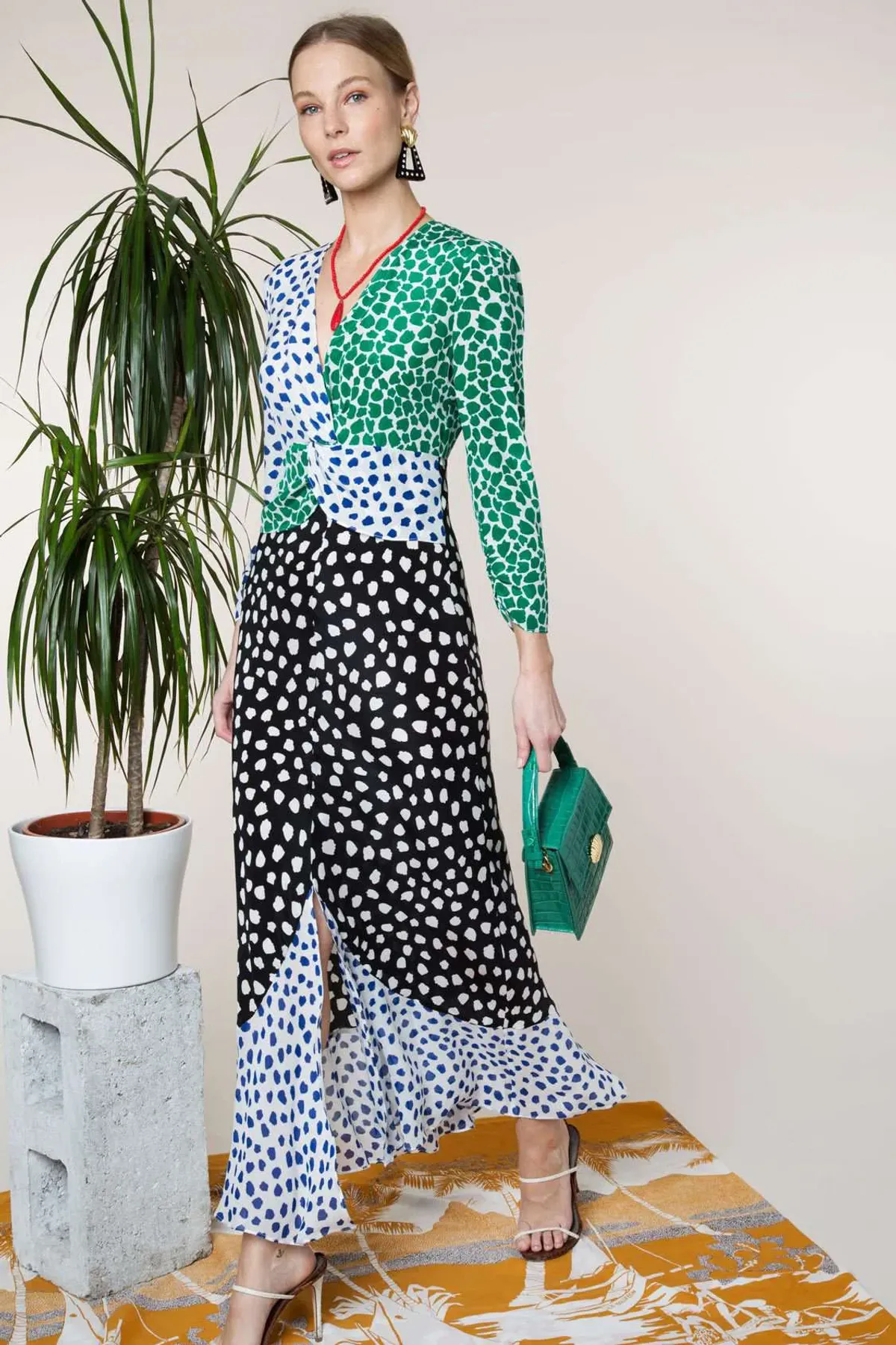 Rixo Chelsea Psychedelic Tulip Spot Dress Print Size 8 for rent on The Volte - main image