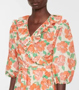 Rixo London Lennon Floral Print Wrap Dress Orange Size 10  for rent on The Volte - image 2