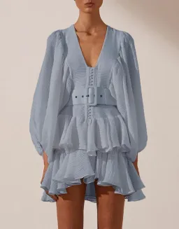 Shona Joy Charlotte Plunged Draped Mini Dress Blue Size 6 for rent on The Volte - image 2