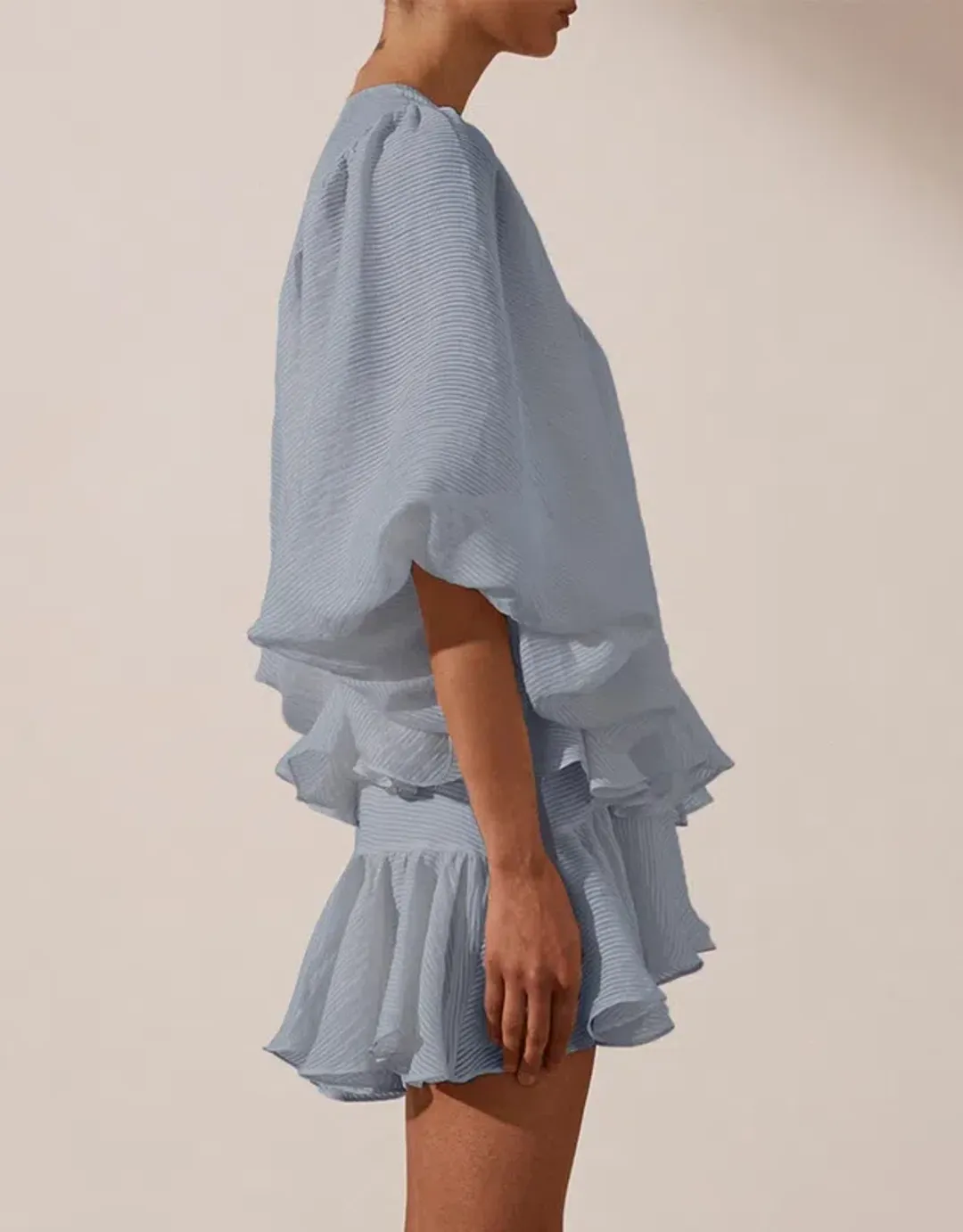 Shona Joy Charlotte Plunged Draped Mini Dress Blue Size 6 for rent on The Volte - main image