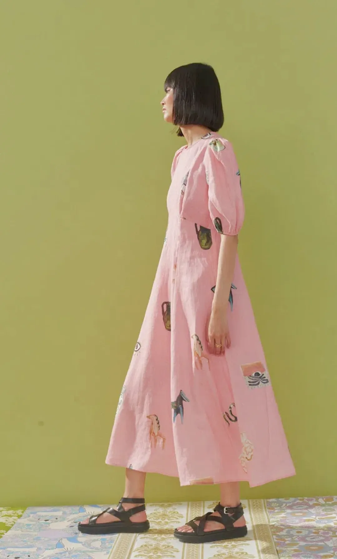 Alemais Cleo Midi Dress Pink Size 10 for rent on The Volte - main image