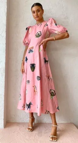 Alemais Cleo Midi Dress Pink Size 10 for rent on The Volte - image 1