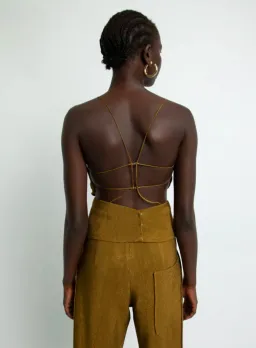 Christopher Esber Apron Wire Back Top Tobacco Brown Size 10 for rent on The Volte - image 3