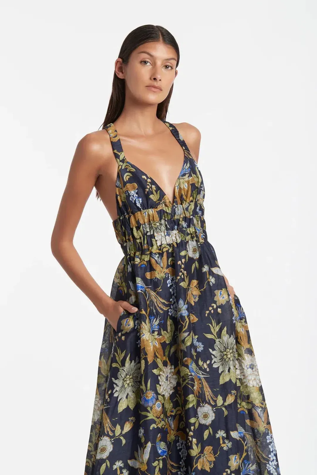 Sir the Label Lilian V Neck Gown Print Size AU 10 for rent on The Volte - main image