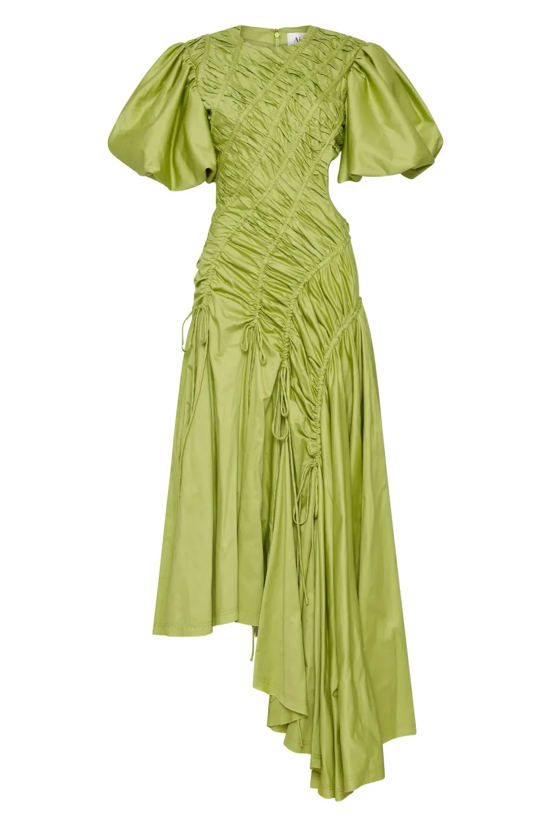 Aje Siren Drawstring Midi Dress Green Size 8 for rent on The Volte - main image