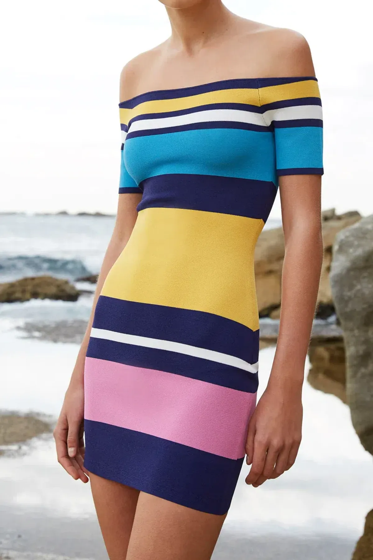 By Johnny Coloured Lines Mni Dress Multi Size 8 for rent on The Volte - main image