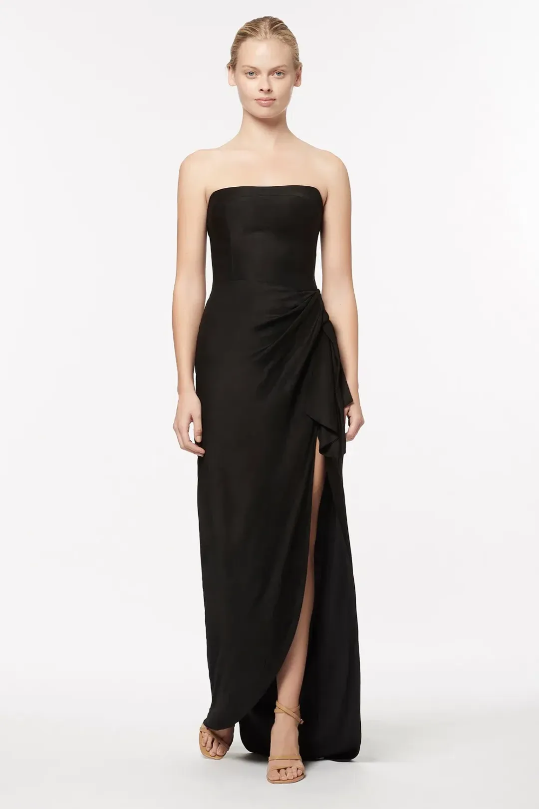Manning Cartell Asymmetrical Games Strapless Gown Black Size 6 for rent on The Volte - main image
