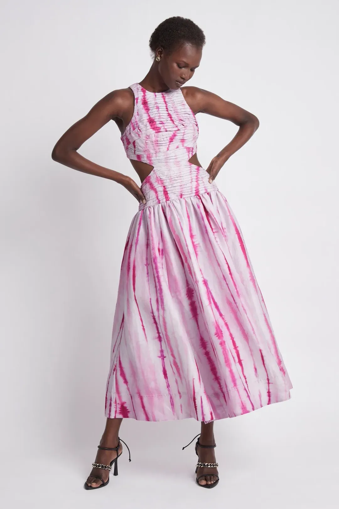Aje Introspect Cut Out Midi Dress Pink Size 10  for rent on The Volte - main image