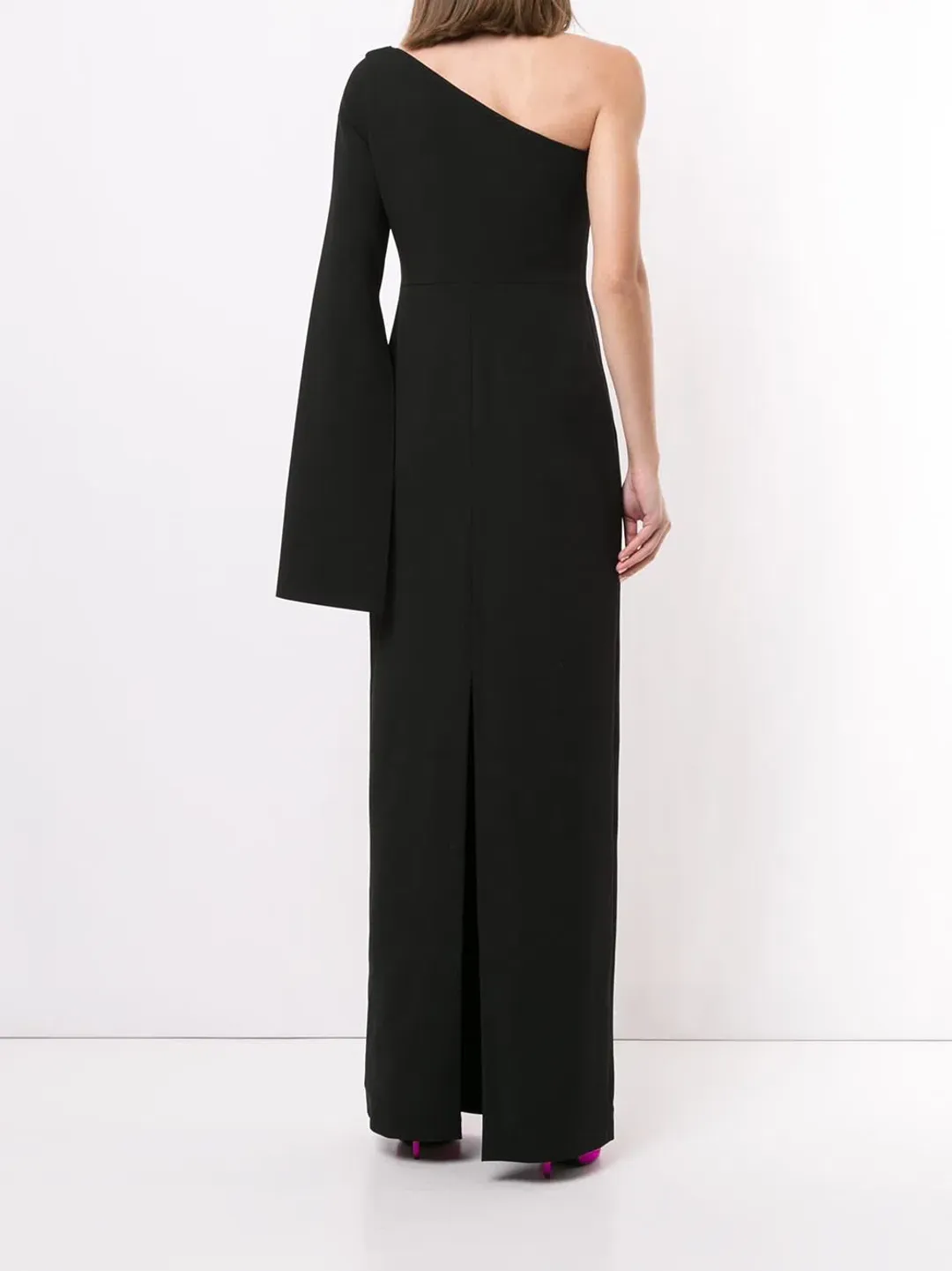 Solace London Ysabel One Shoulder Black Maxi Dress Size 2 for rent on The Volte - main image