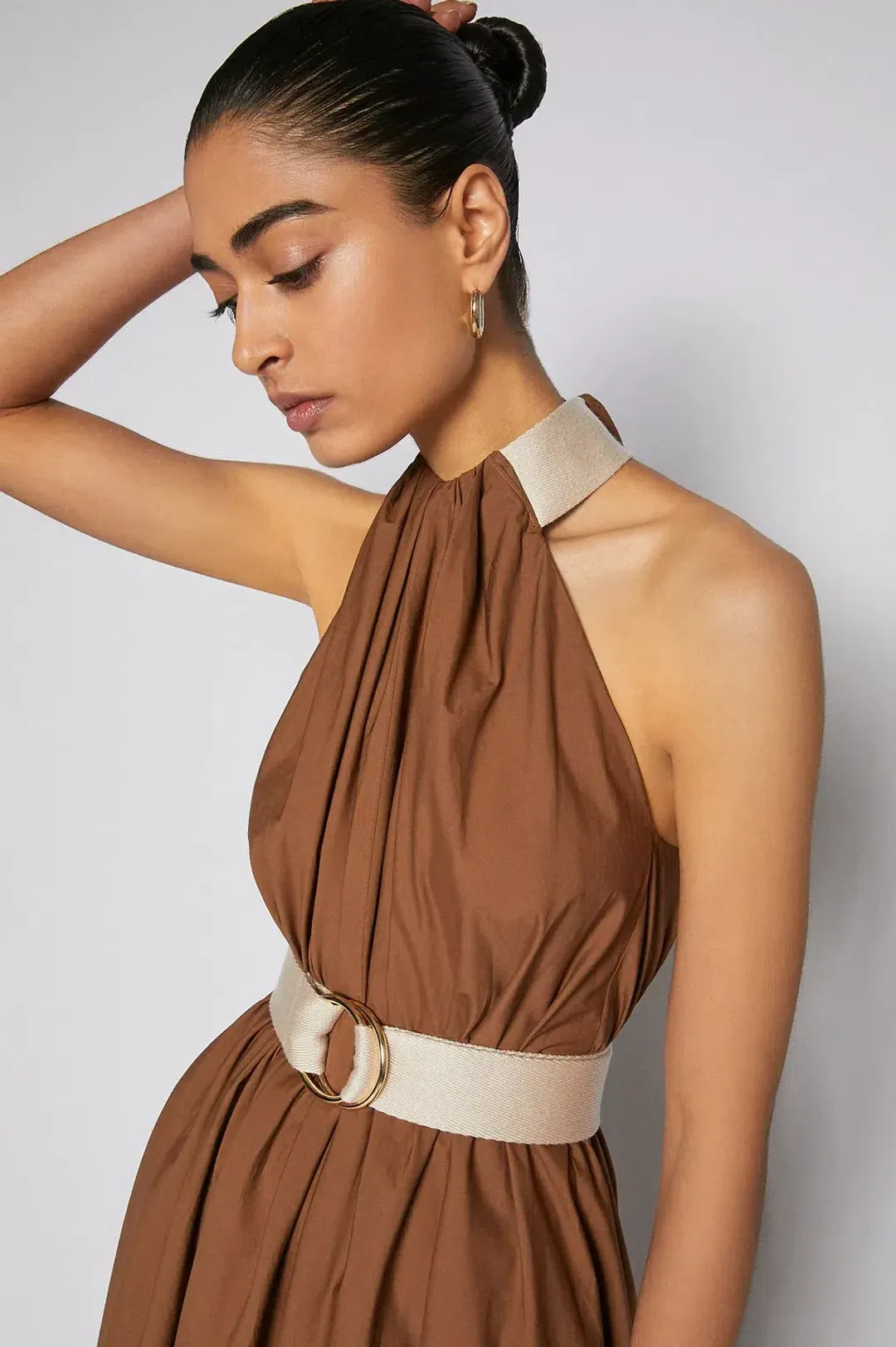 Scanlan Theodore Cotton Strapping Dress Coconut Brown Size 8 for rent on The Volte - main image