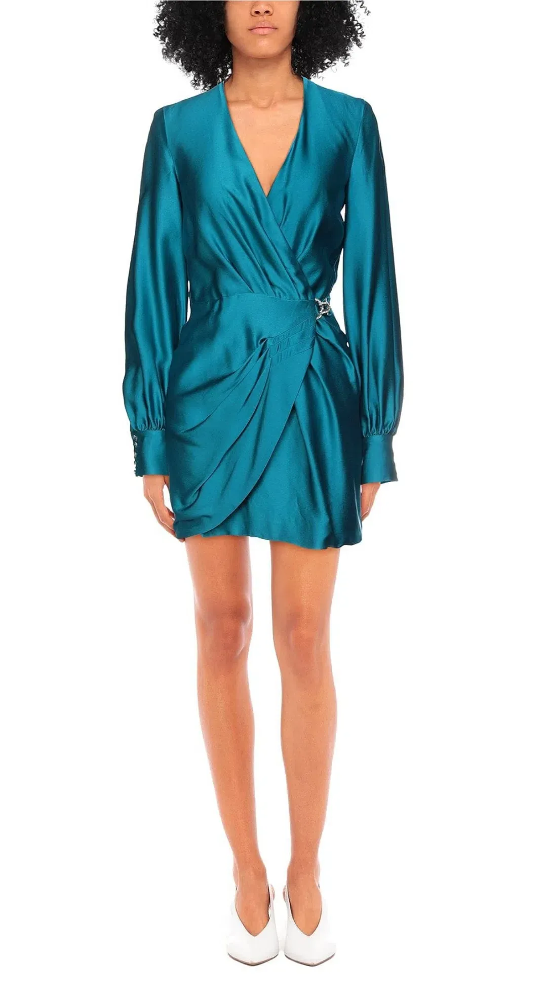 Amen Long Sleeve Wrap Mini Dress Jade Size 12 for rent on The Volte - main image