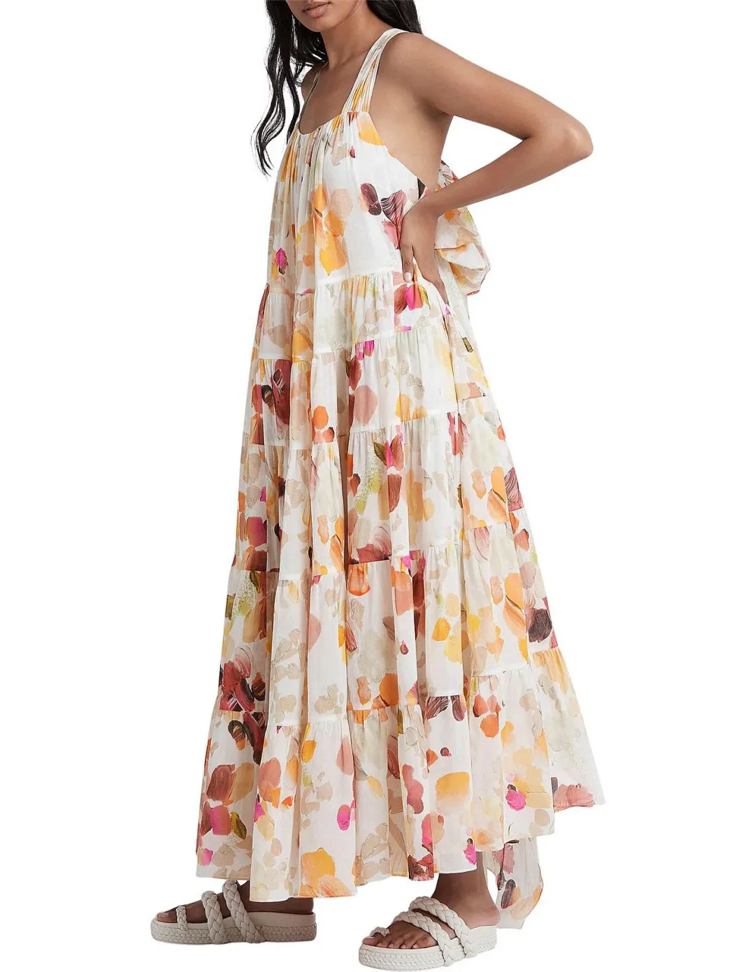 AJE Dassia Tiered Bow Back Maxi Dress for rent on The Volte - main image