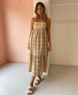 Issy Sunset Dreamer Dress in Tan for rent on The Volte - image 1