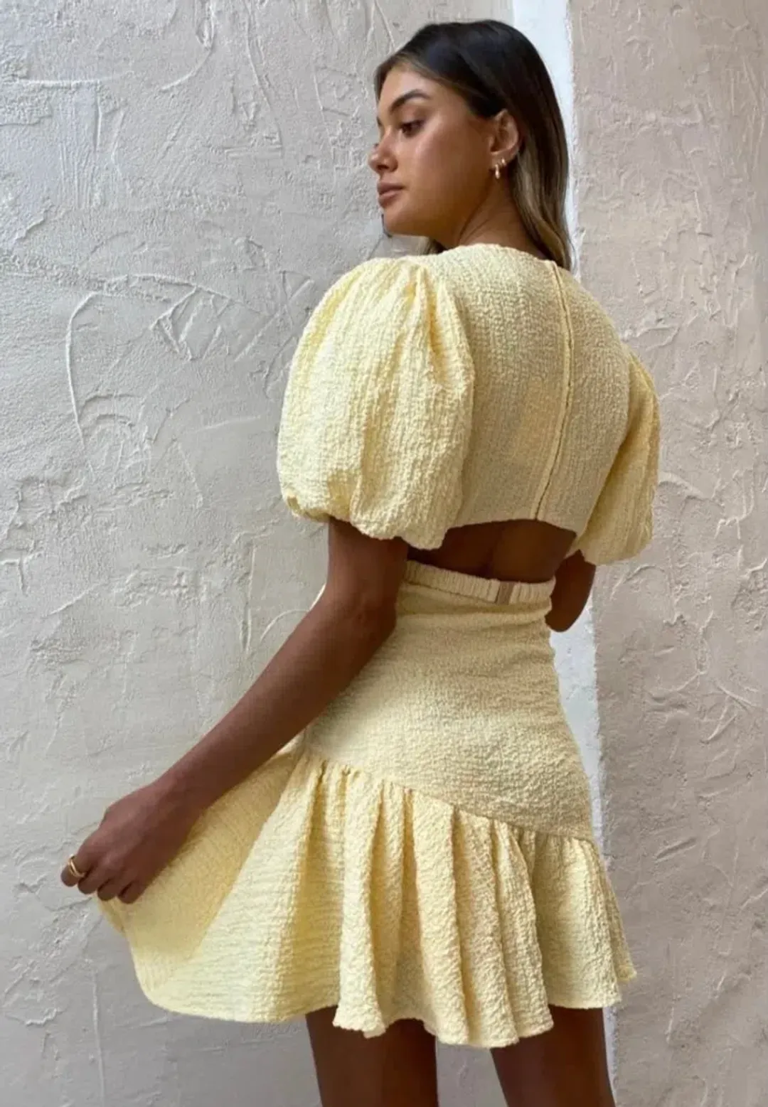 By Nicola Calypso Puff Sleeve Mini Dress for rent on The Volte - main image