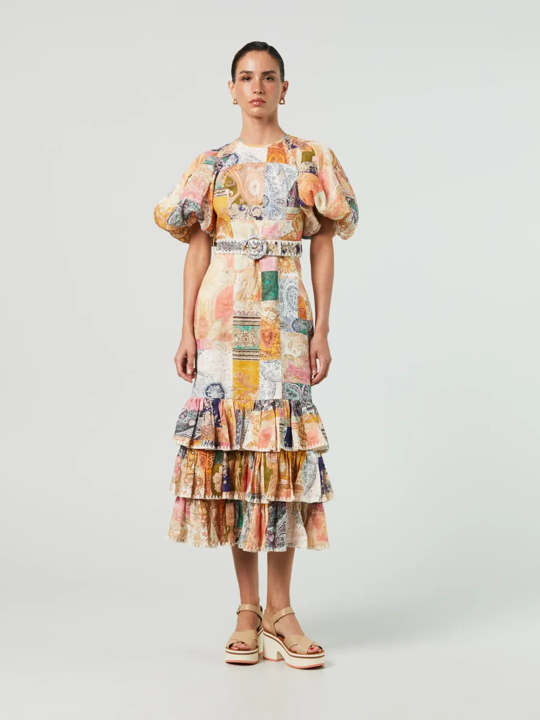 Zimmermann Anneke Ruffle Hem Long Dress Print Size 1/Au 10 for rent on The Volte - main image