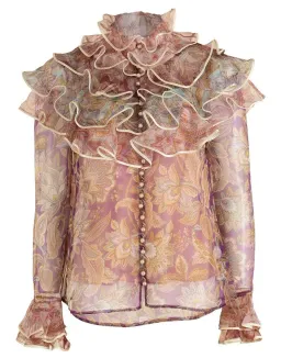 Zimmermann Lucky Tiered Blouse & Skirt Set Spliced Jacobean Size 0 / AU 8 for rent on The Volte - image 2