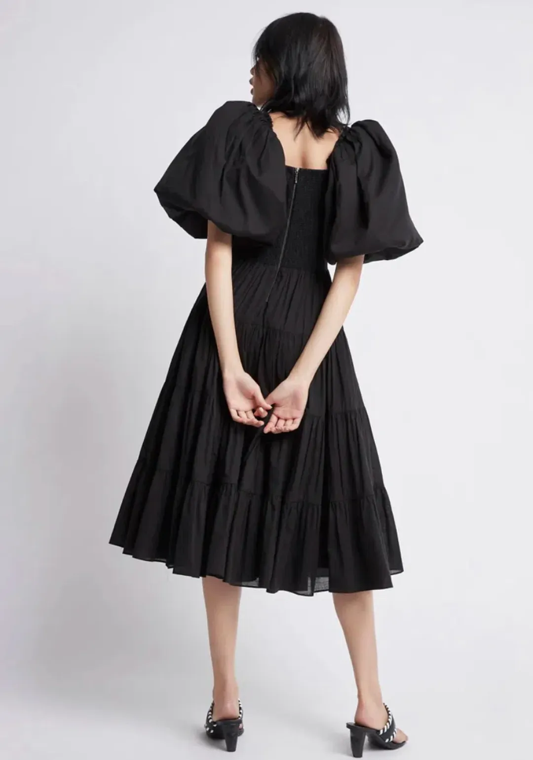 Aje Cherished Midi Dress Black Size 6  for rent on The Volte - main image