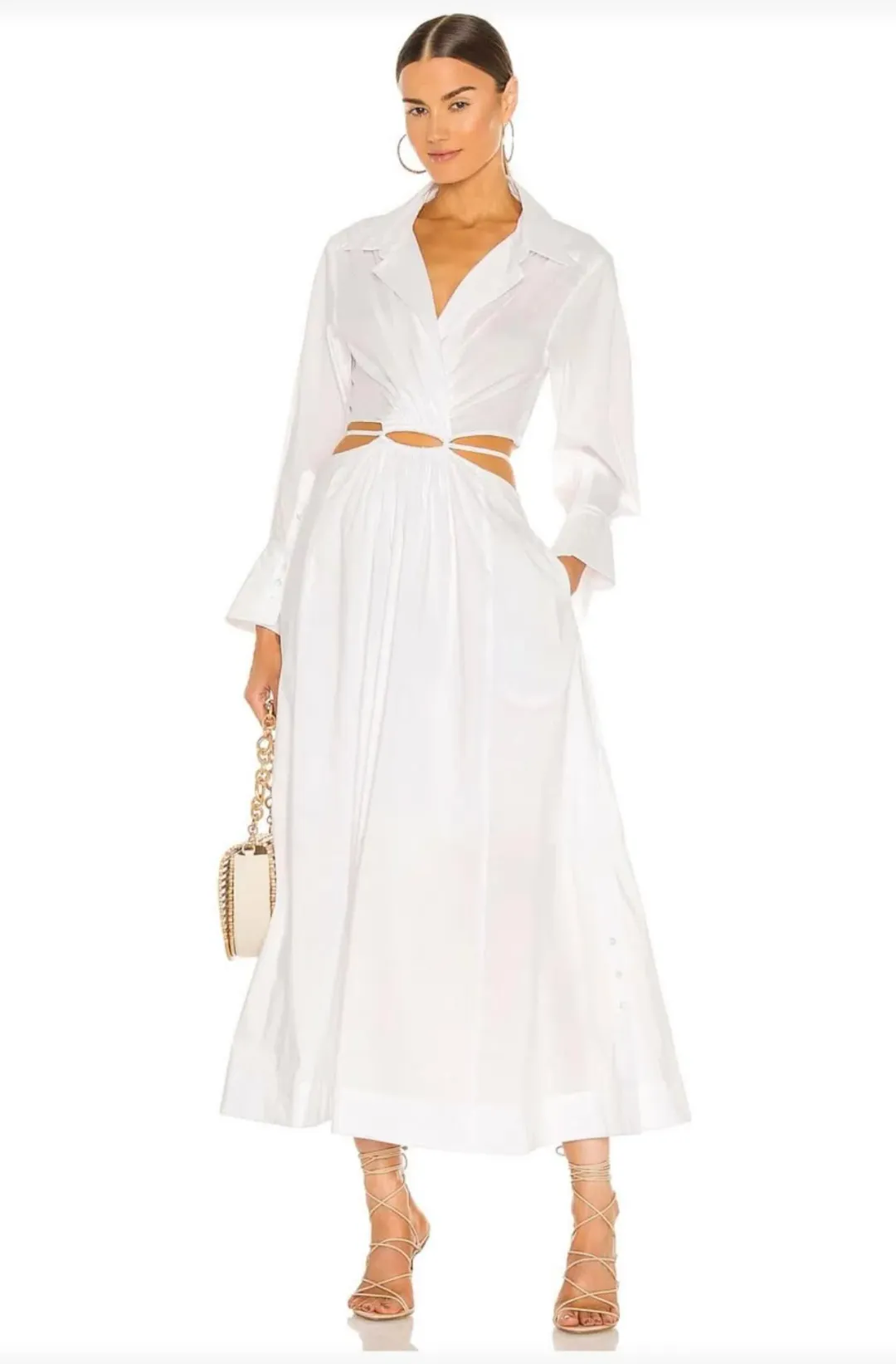 Jonathan Simkhai Alex Cut Out Shirt Dress White Size XS for rent on The Volte - main image