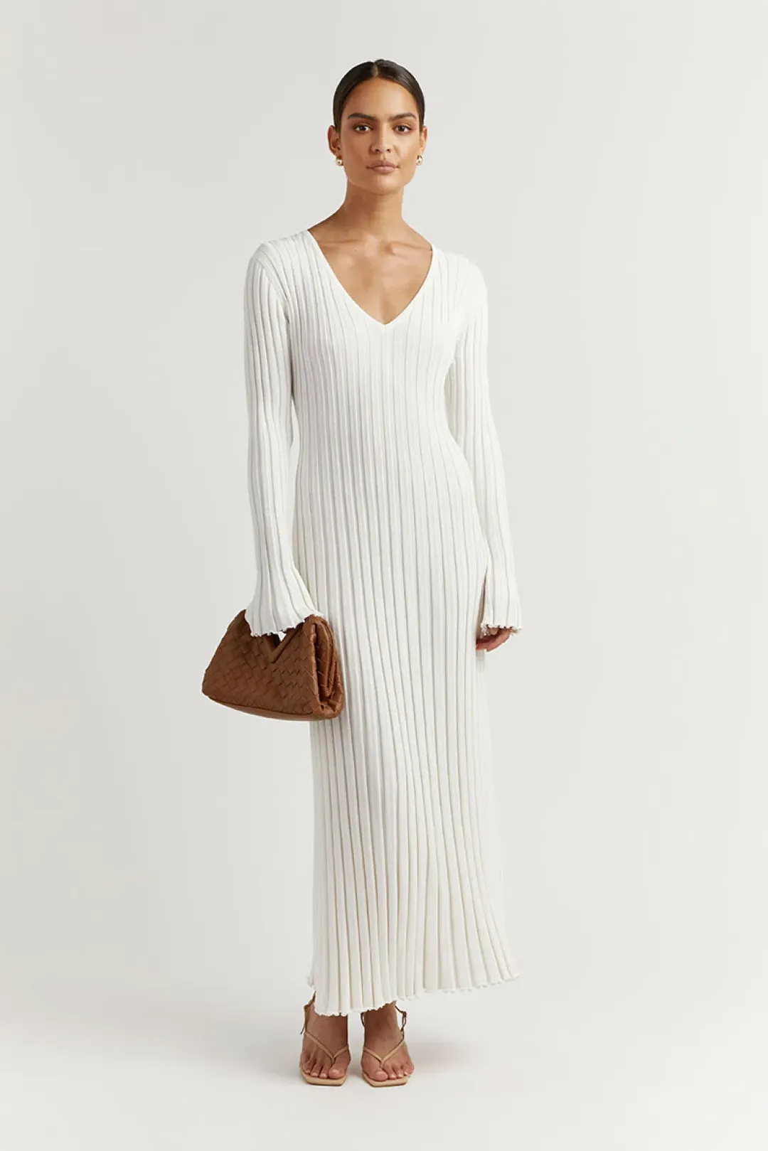 DISSH Reign Sleeve Knit Midi Dress White Size S for rent on The Volte - main image