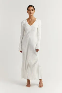 DISSH Reign Sleeve Knit Midi Dress White Size S for rent on The Volte - image 4