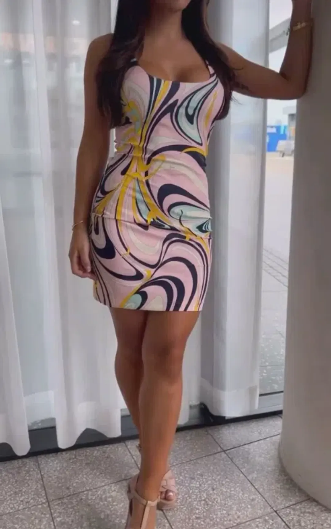 Emilio Pucci Onde Print Mini Dress Pink Size 6 for rent on The Volte - main image