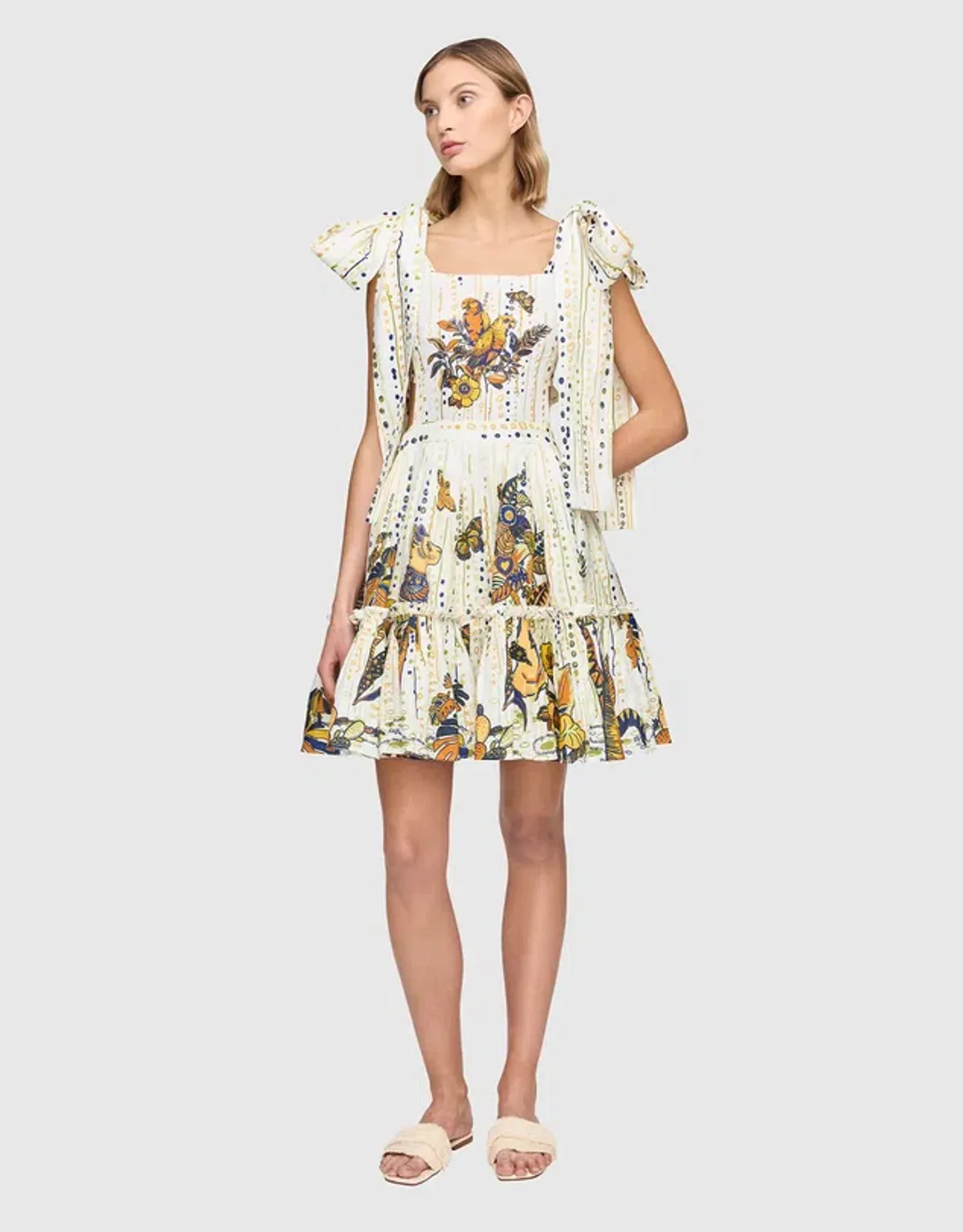 Leo Lin La Vida Bowtie Mini Dress Print Size 10 for rent on The Volte - main image