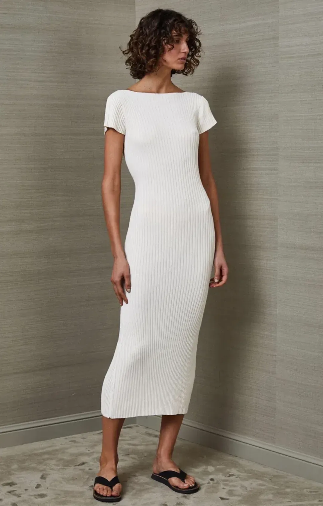 Bec & Bridge Millie Knit Midi Dress White Size 6 for rent on The Volte - main image