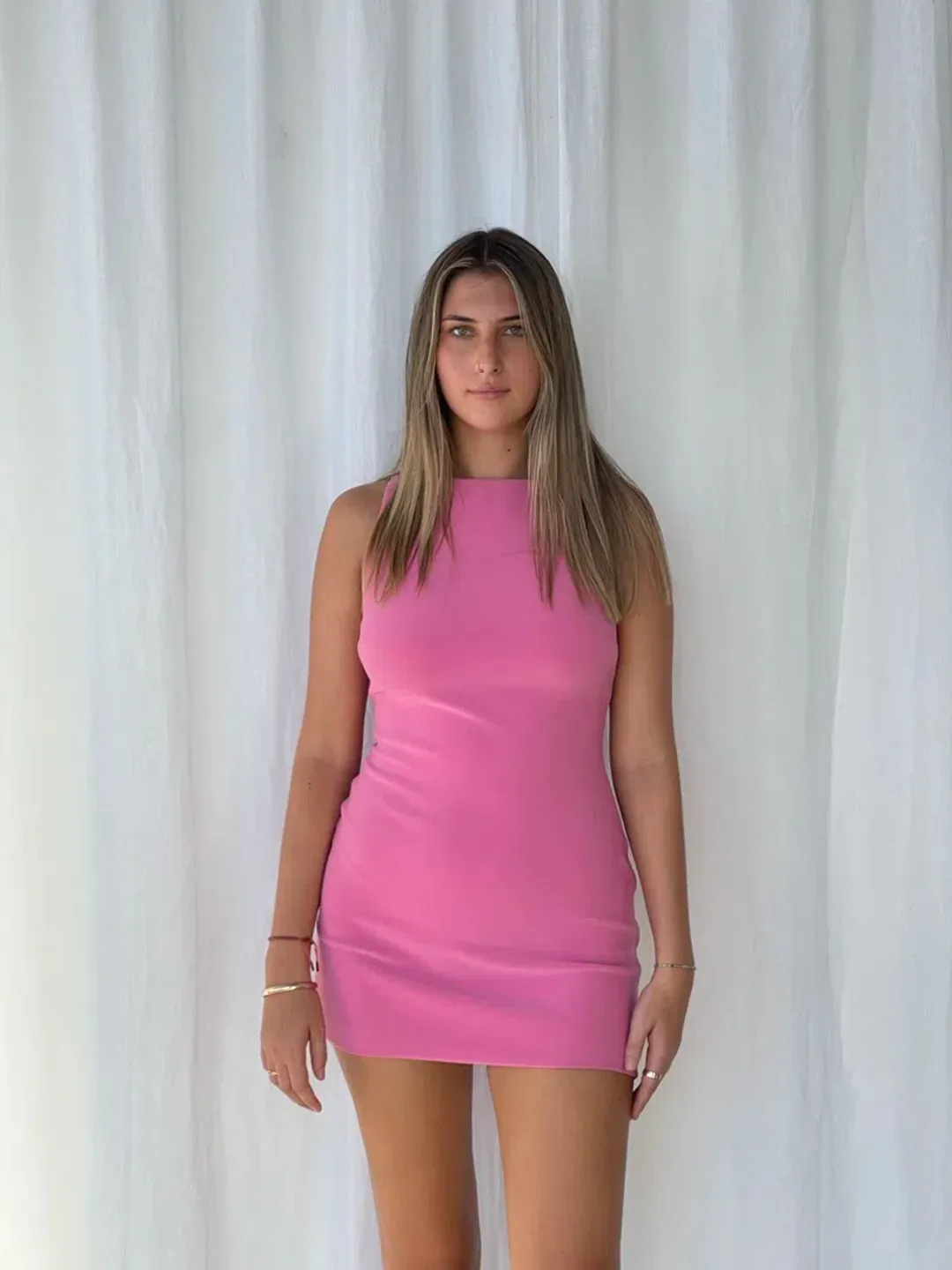 Bec & Bridge Clover Mini Dress Pink Size 10  for rent on The Volte - main image