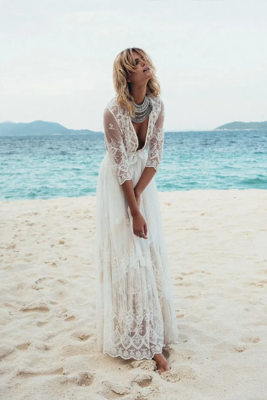 Spell Canyon Moon Mesh Duster White Size L for rent on The Volte - main image